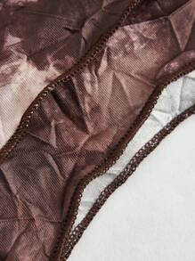 ROMWE Fairycore Tie Dye Contrast Lace Asymmetrical Hem Cami Top - Coffee Brown - View 3