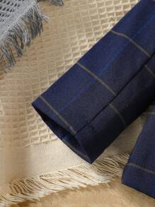 SHEIN 青年男孩紳士兩件式商務格子西裝-上衣+褲子,優雅正式家居穿著,適用於生日派對、晚間秀、婚禮、洗禮和宴會