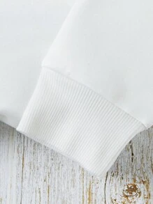 SHEIN EZwear Mushroom & Frog Print Thermal Lined Sweatshirt - White - View 4