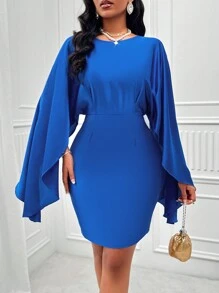 SHEIN Slayr 素色斗篷袖緊身洋裝