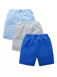 SHEIN Tween Boy 3pcs Solid Bow Front Track Shorts