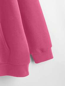 Flirla Của phụ nữ Kích thước lớn Màu thuần Quần áo thể thao Với dây kéo Và Dây rút - Màu Hồng Tươi - Xem 3