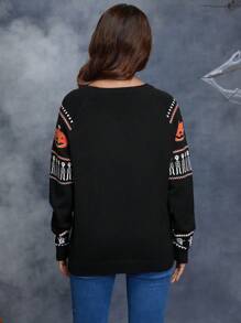 SHEIN Áo len tay raglan họa tiết bí ngô Halloween cho bà bầu, dành cho mùa đông - Nhiều màu - Xem 2