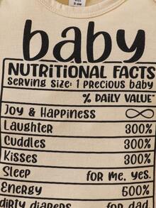 Baby Girl Letter Graphic Bodysuit - Khaki - View 4