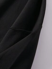 男士字母仙人掌圖案袋鼠口袋抽繩連帽衫 - 黑色 - 查看 7