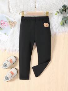 SHEIN Cô Gái Trẻ Thêu Gấu Xà cạp - màu đen - Xem 1