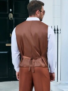 Manfinity Mode Men Plus Button Front Waistcoat - Brown - View 2