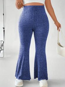 Flirla Talla grande Pantalones acampanados tejido jaspeado - Azul - Ver 6