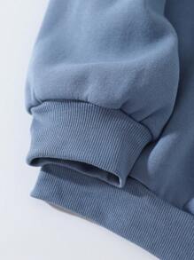 SHEIN EZwear 素色落肩內襯運動衫