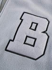 Manfinity Homme Loose Fit Men's Sleeveless Vest Jacket With Letter Applique & Zipper Closure, Tee Not Included - Grey - View 5