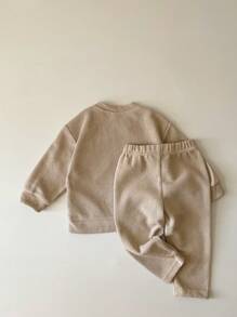 Baby Boy Cartoon Graphic Pullover & Pants - Apricot - View 3