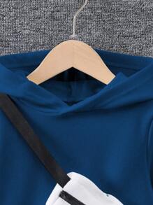 Young Boy Drop Shoulder Hoodie & Sweatpants & Bag - Blue - View 3