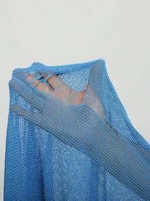 SHEIN Unity One Shoulder Cut Out Sweater Dress Without Lingerie Set Fall Cloth For Women - Baby Blue - View 7