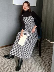 DAZY Gingham Print Cami Dress Without Tee,Fall Clothes