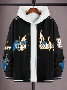 Manfinity EMRG Nam Mẫu chữ Sọc trang trí Áo khoác Đại học - màu đen - Xem 3