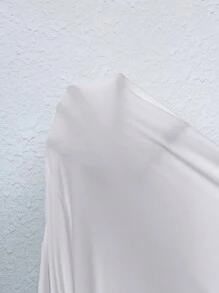 SHEIN LUNE Plus Letter Graphic Drop Shoulder Split Hem Dress - White - View 7