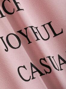 DAZY Letter Graphic Drop Shoulder Oversized Shirt - Pink - View 4