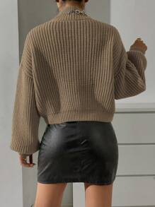 Ellegaria. Áo len cổ cao, vai rớt, tay dài, kiểu áo chui đầu, thích hợp cho mùa thu đông. - Lạc đà - Xem 3