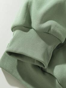 Manfinity Dauomo Áo nỉ Nam Dây kéo Túi Lá thư Giải trí - Màu xanh Bạc hà - Xem 4