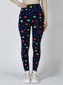 Star Print Leggings - Multicolor - View 3