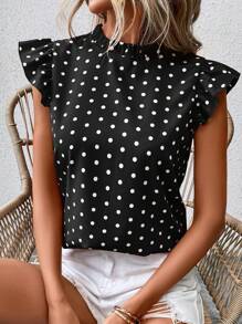 SHEIN Clasi Polka Dot Print Butterfly Sleeve Blouse