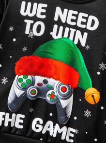 Young Boy Christmas Print Sweatshirt - Black - View 5