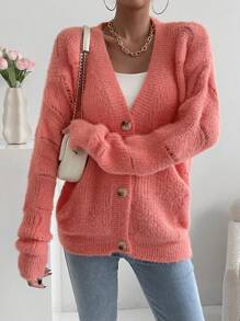 RueChic Cardigan mit Drop Shoulder Knopf vorne,