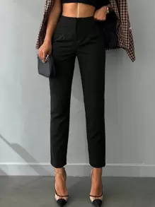 RueChic Solid Suit Trousers - Black - View 1