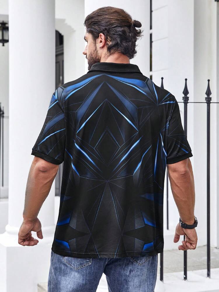 Men Plus Geo Print Polo Shirt