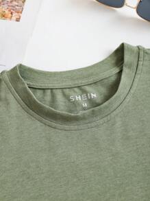 INAWLY 素色圓領短款T恤 - 橄欖綠 - 查看 4