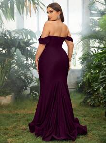 Hơn Off Shoulder Nàng tiên cá Hem Ăn mặc trang trọng - Màu tím - Xem 2