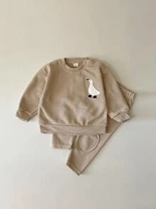 Baby Boy Cartoon Graphic Pullover & Pants - Apricot - View 5