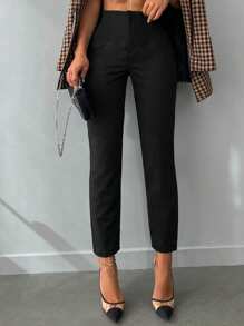 RueChic Solid Suit Trousers - Black - View 3