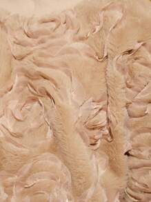 SHEIN Tween Girl 3d Rose  Lantern Sleeve Fuzzy Pullover - Camel - View 3