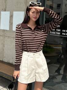 DAZY 条纹V领毛衣秋季