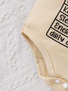 Baby Girl Letter Graphic Bodysuit - Khaki - View 6