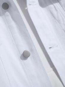 Manfinity Campus Court Men Plus Letter Graphic Denim Jacket Without Hoodie - White - View 3