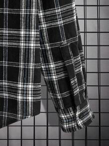 Manfinity RebelGame Men Plaid Print Shirt With Tie - Black and White - View 4