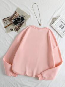 INAWLY Áo nỉ giữ nhiệt in hình Giáng sinh, áo nỉ chui đầu mùa thu. - Hồng - Xem 2