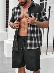 Manfinity Homme Men Plus Plaid Print Shirt - Black - View 4