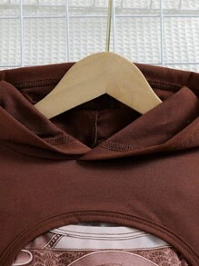 SHEIN Garota Jovem Impressão De Dólar Vestido Cami & Capuz Crop Super