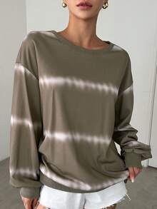 DAZY Tie Dye Drop Shoulder Sweatshirt - Green - View 5