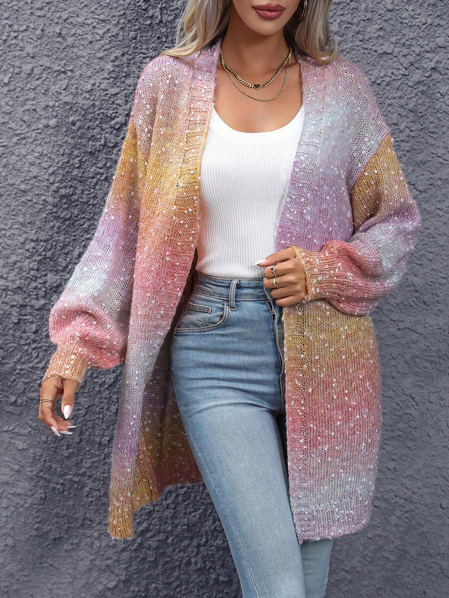 SHEIN Essnce Áo Cardigan trễ vai Ombre - Nhiều màu - Xem 1
