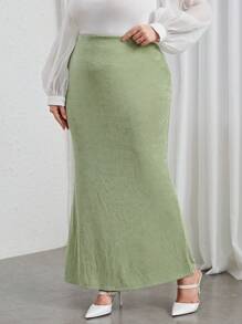 SHEIN Essnce Hơn Cao eo Váy nàng tiên cá - màu xanh lá - Xem 4