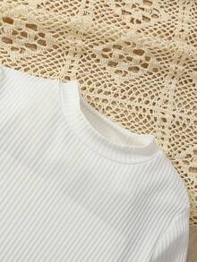 SHEIN Young Girl Plaid Print Dress & Tee - Khaki - View 8