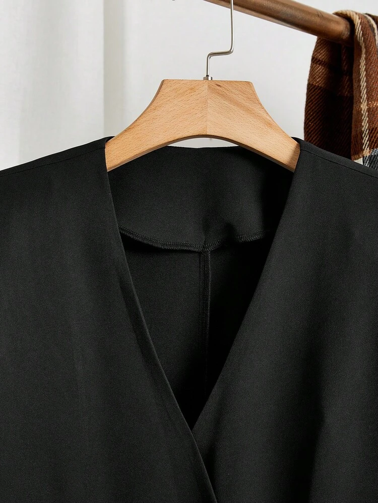 Zip Detail Open Front Coat Fall Cloth For Women