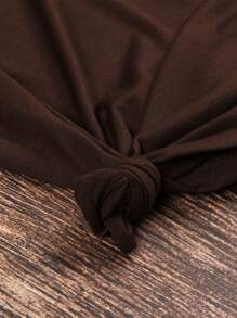 INAWLY 口号图案 T 恤 图案 T 恤 女式上衣 - 棕色 - 查看 5