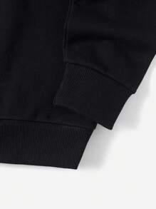 EURMUSE 字母圖案保暖襯裡運動衫 - 黑色 - 查看 4