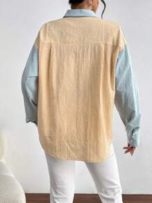 SHEIN Essnce 休閒前紐扣撞色女士襯衫 - 彩色 - 查看 2