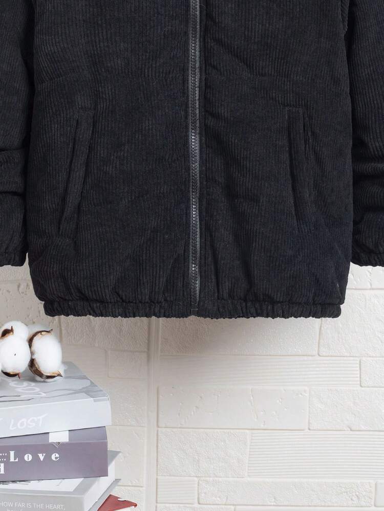 Tween Boy Plaid Lined Zip Up Corduroy Padded Coat